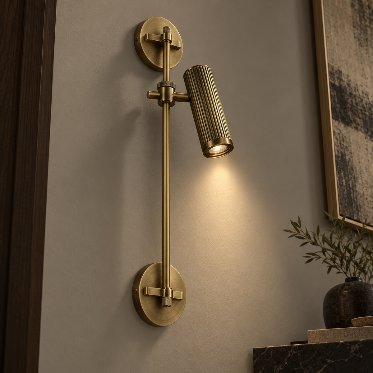 Bronze Rail Wall Light Adjustable Spotlight LED Sconce