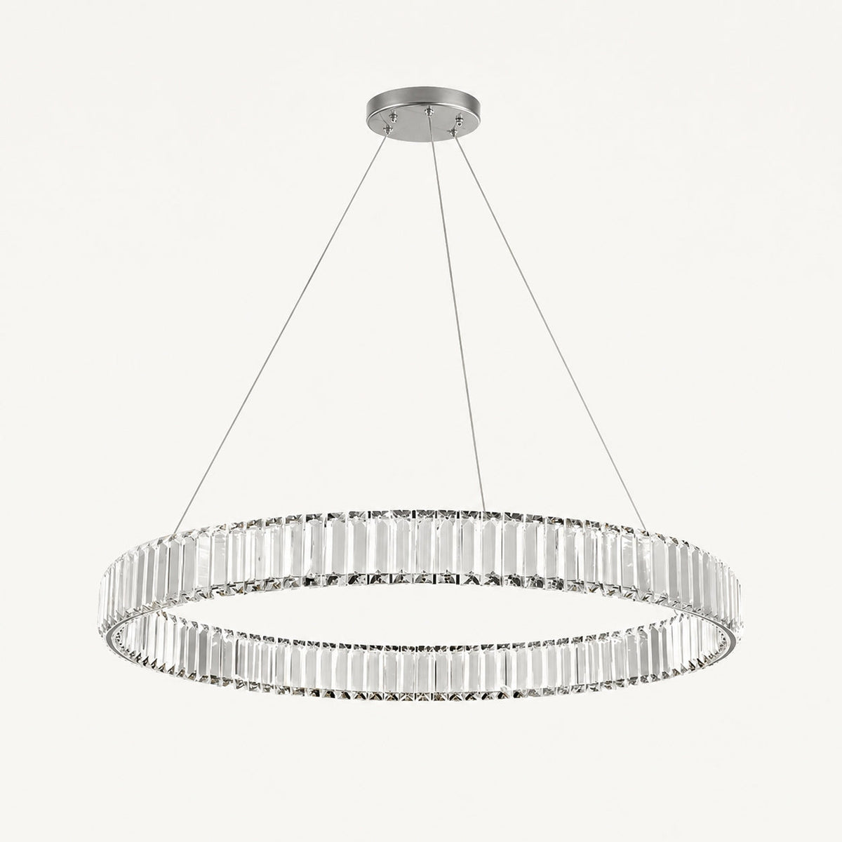 Crystal Chandelier Adjustable Hanging LED Fixture Round