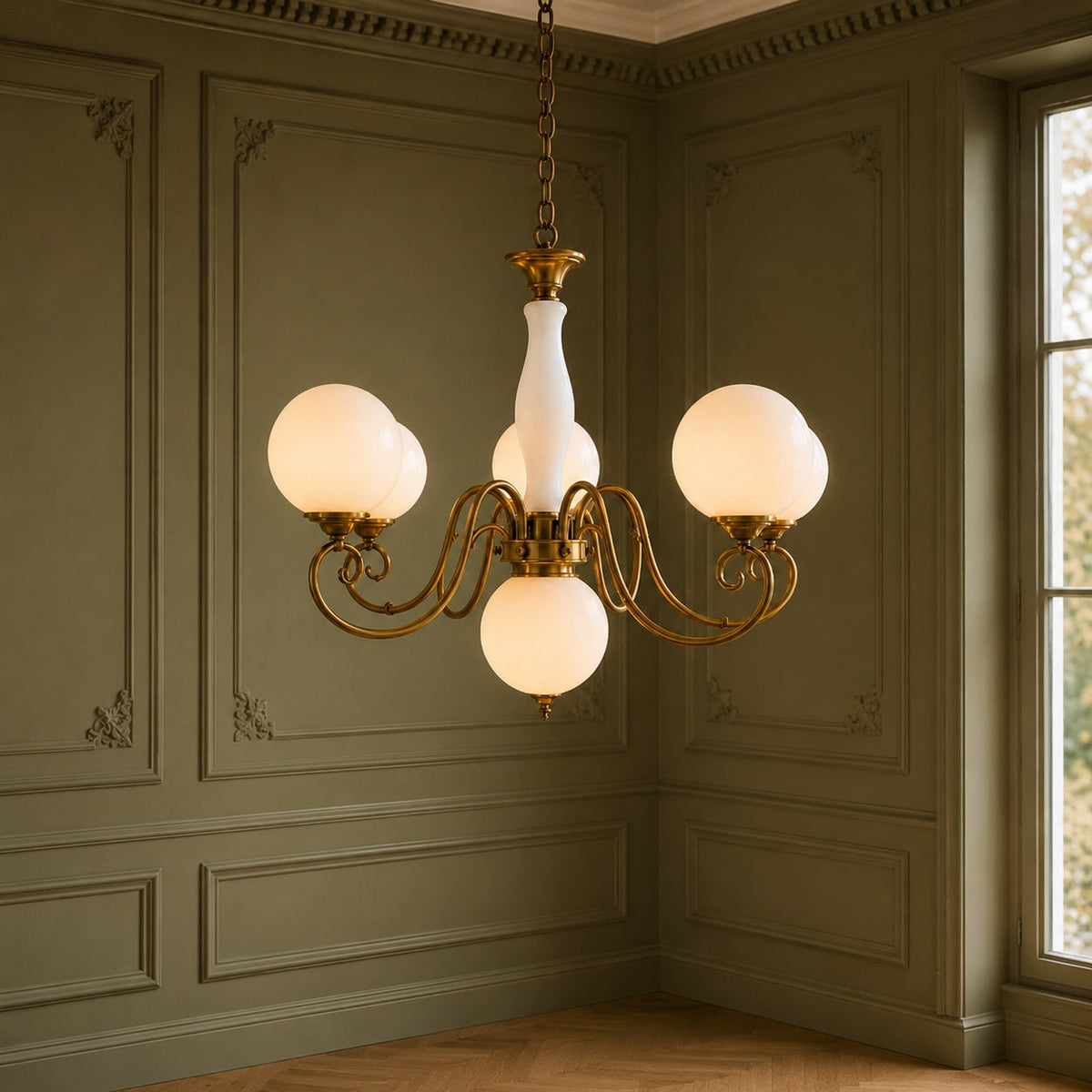Glass Chandelier Hanging LED Light Fixture Adjustable