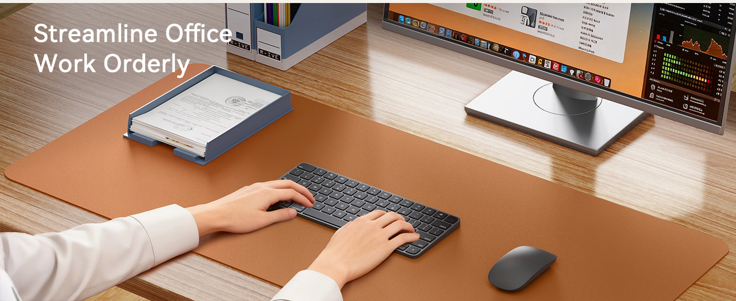 PU Leather Desk Mat – Large Non-Slip Waterproof Office Mouse Pad