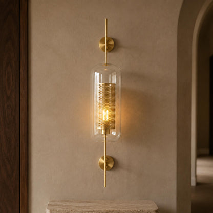 Clear Glass Wall Light Brass Wall Mounted LED Sconce