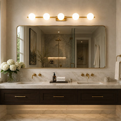 Solid Copper Multi-Head LED Vanity Light 2–5 Light Milk Glass