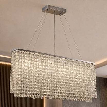 Crystal Chandelier Hanging LED Light Fixture Chrome