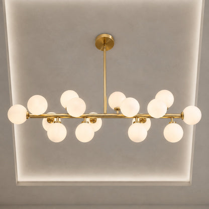 Linear Gold Frosted Glass Chandelier 16-Light LED