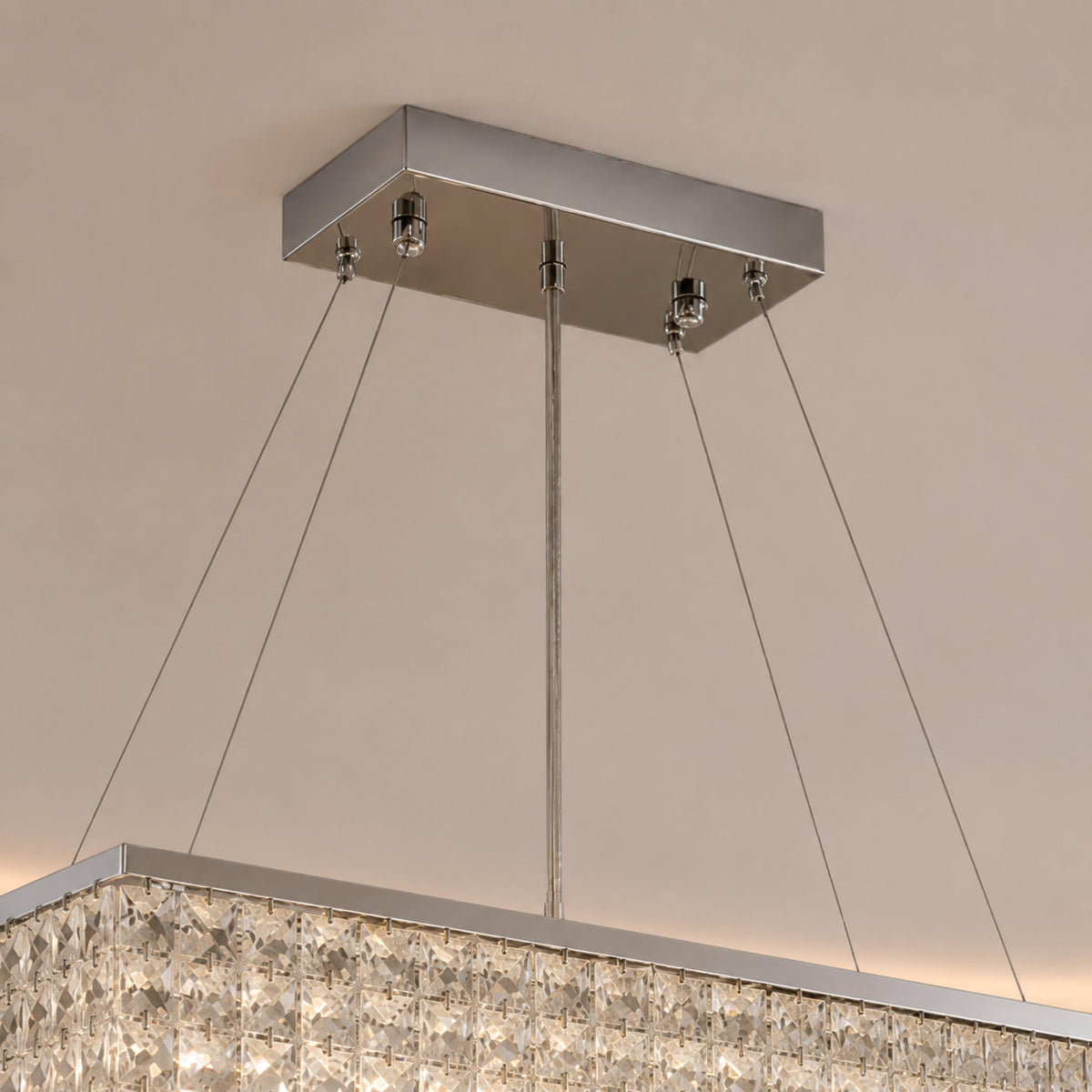 Crystal Chandelier Hanging LED Light Fixture Chrome