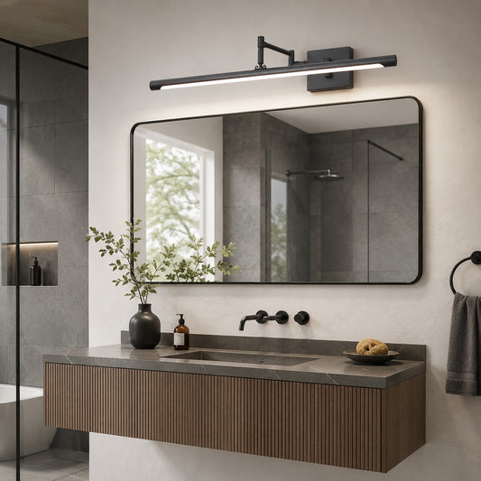 Swing Arm LED Vanity Light 20W Matte Black or White Makeup Mirror Light