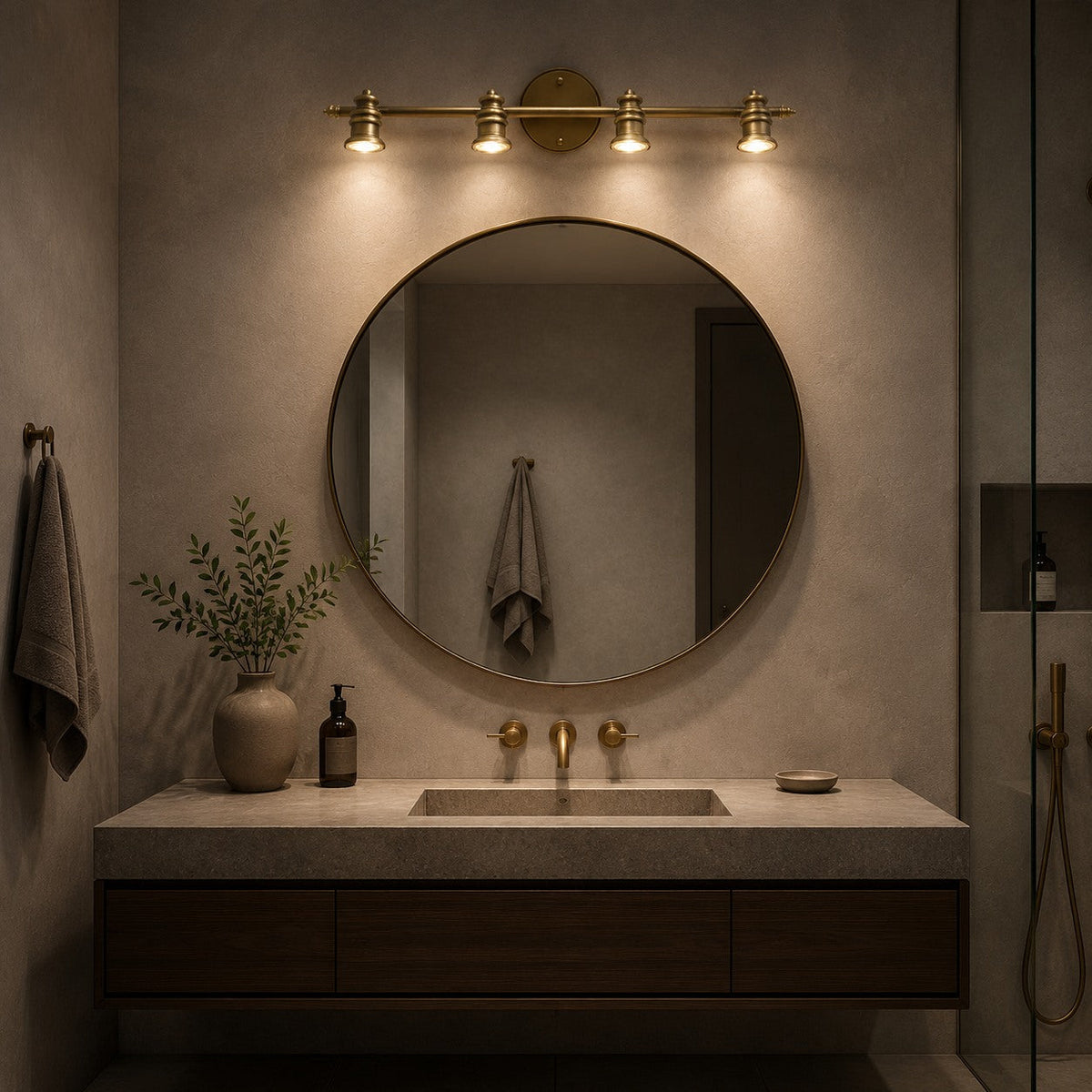 Brass Multi-Head LED Wall Light 1–5 Head Adjustable Dimmable Sconce