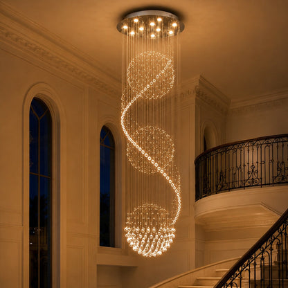 Spiral Three-Sphere K9 Crystal Chandelier LED