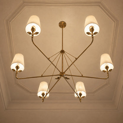 Branching Leaf Chandelier Antique Brass Metal LED