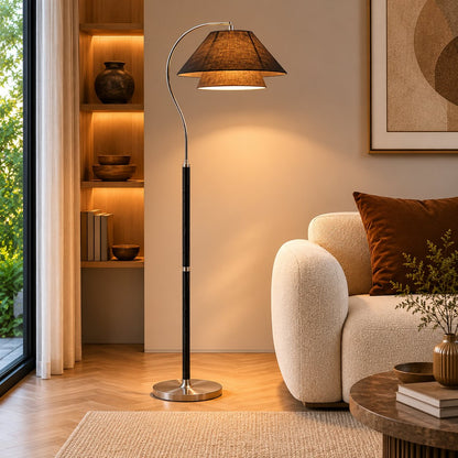 Black Metal Floor Lamp Energy-Efficient LED Adjustable
