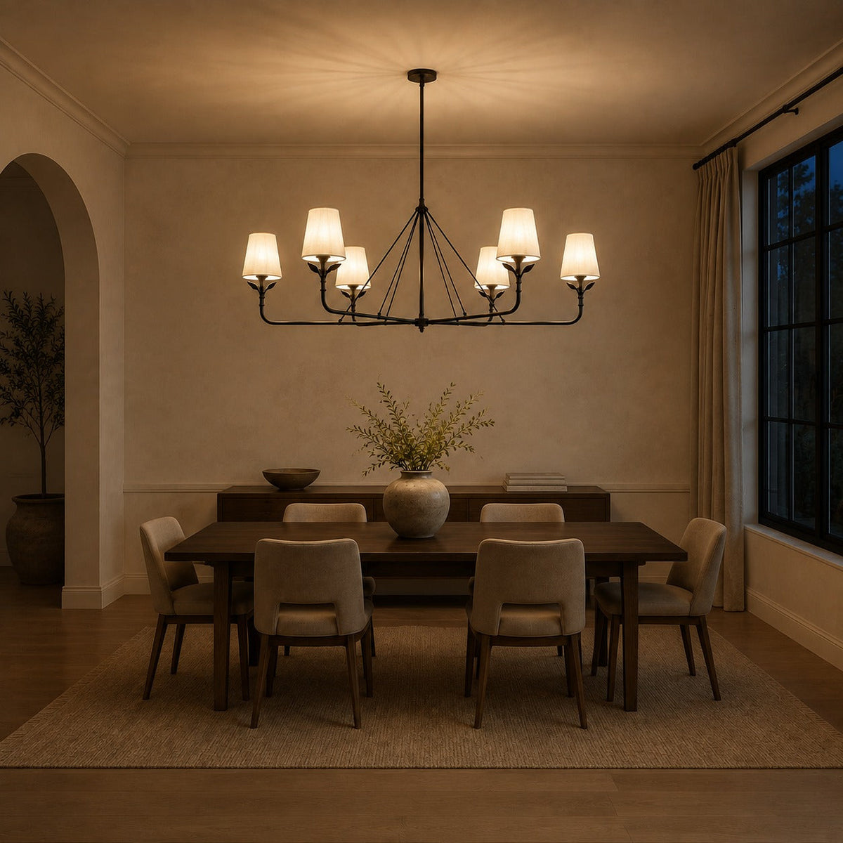 Branching Leaf Chandelier Antique Brass Metal LED