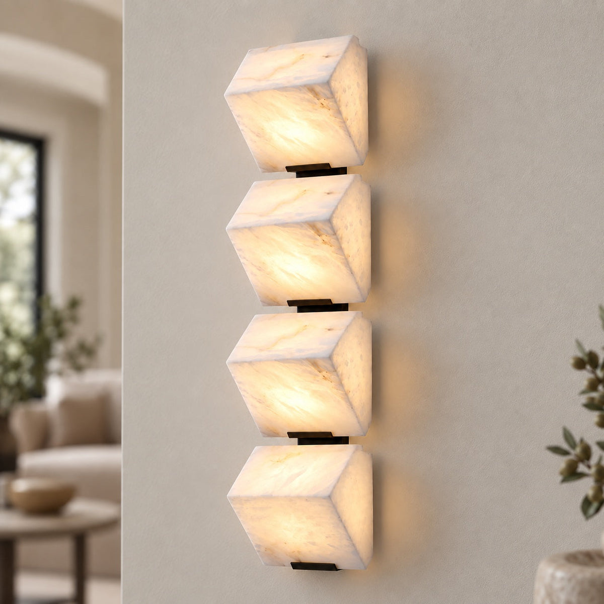 Stepped Alabaster Wall Light LED Wall Mounted Sconce