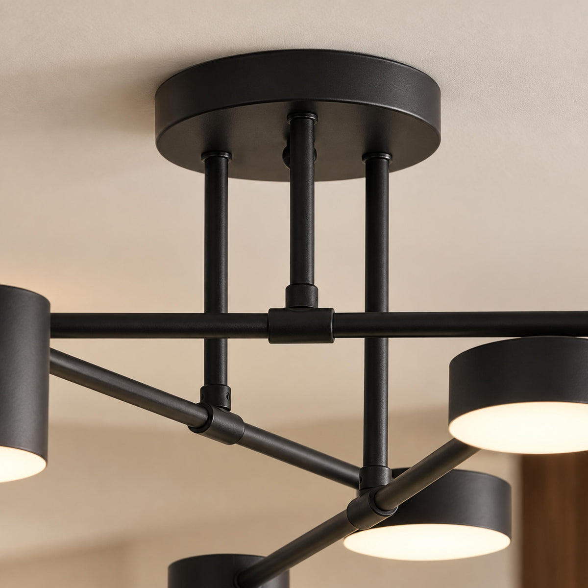 Sputnik Metal LED Flush Mount Ceiling Light 6-Arm Gold or Black Dimmable