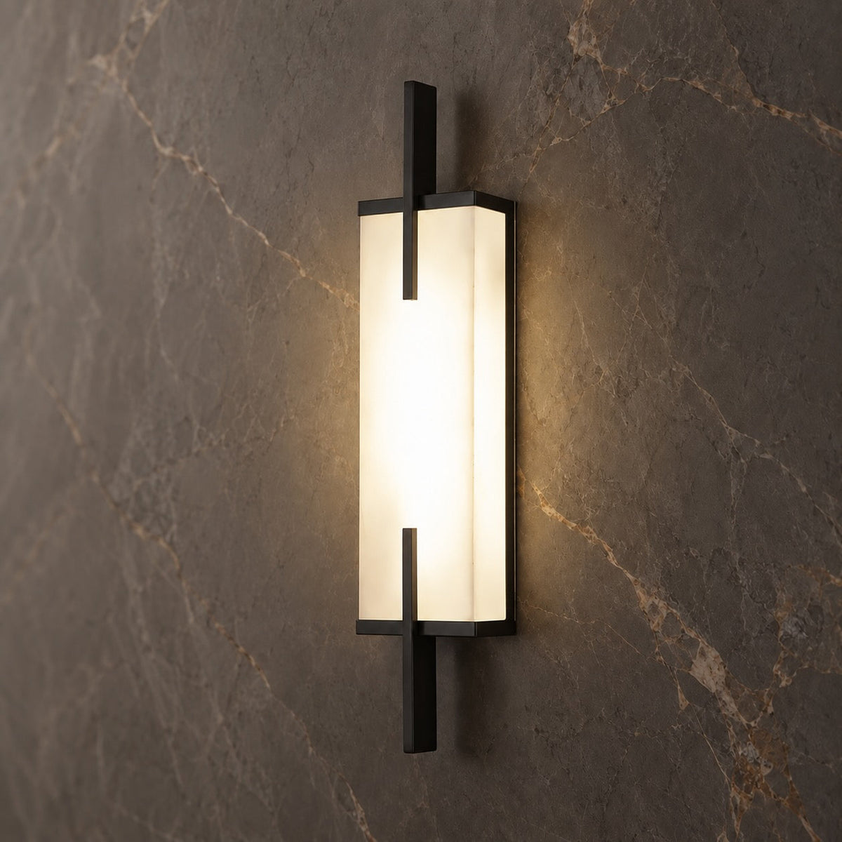 Alabaster Panel Wall Sconce Copper LED Adjustable Light