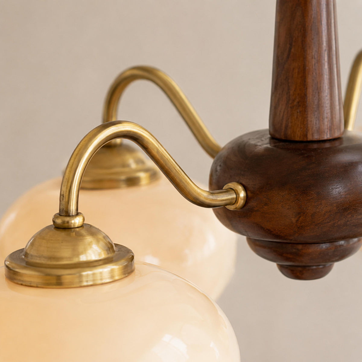Solid Wood Brass Glass Chandelier 3 4 or 6 Head