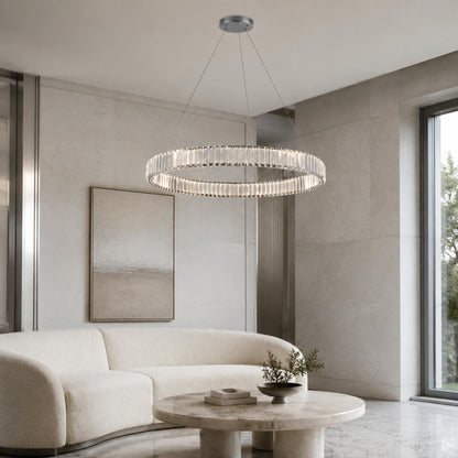 Crystal Chandelier Adjustable Hanging LED Fixture Round