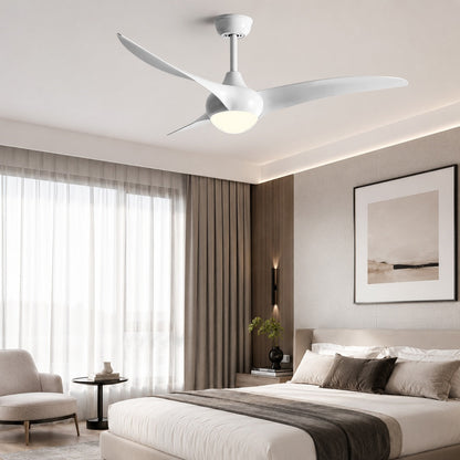 Etched Opal Glass DC Ceiling Fan with LED Light Remote and 132cm Blades