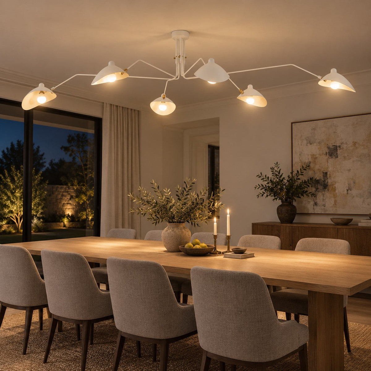 Adjustable Multi-Arm LED Flush Mount Ceiling Light Metal 3 or 6 Light