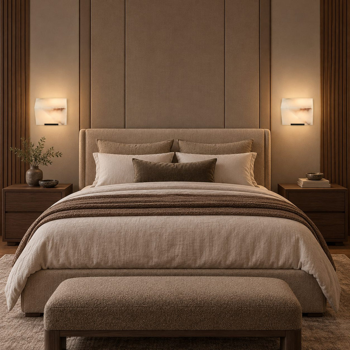 Stepped Alabaster Wall Light LED Wall Mounted Sconce