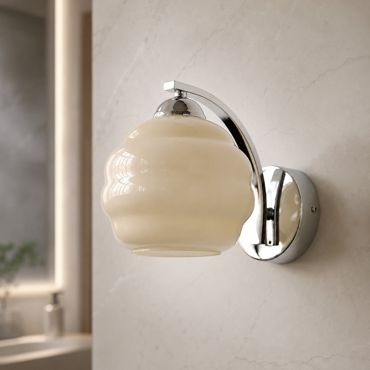 Art Deco Glass Wall Sconce Adjustable Metal LED Light