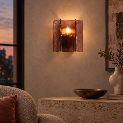 Overlapping Glass Wall Light Gold Metal LED Sconce