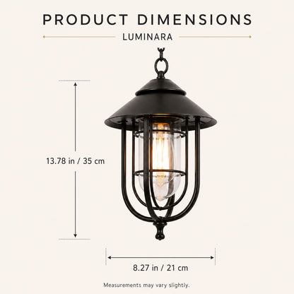 Caged Cylinder Outdoor Pendant Lantern Porch Patio Weatherproof IP65