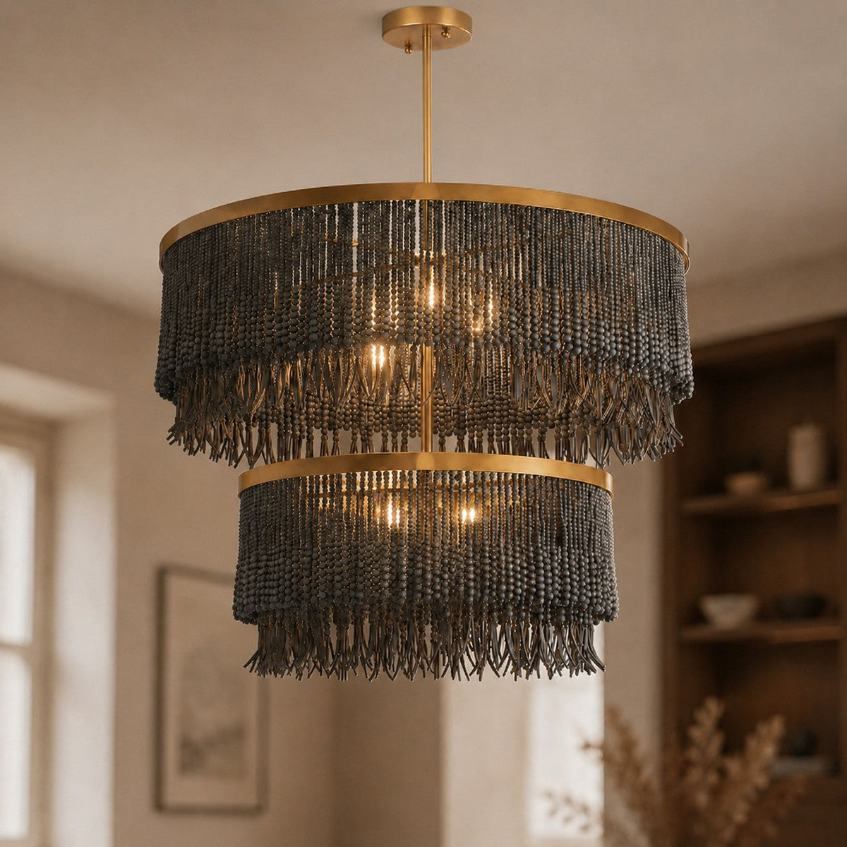 Metal Chandelier Adjustable Hanging LED Light Fixture