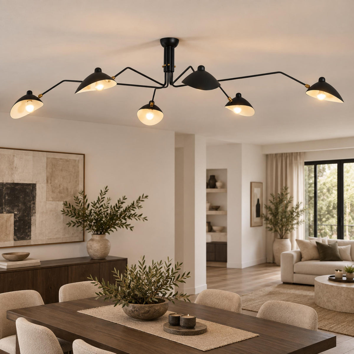 Adjustable Multi-Arm LED Flush Mount Ceiling Light Metal 3 or 6 Light