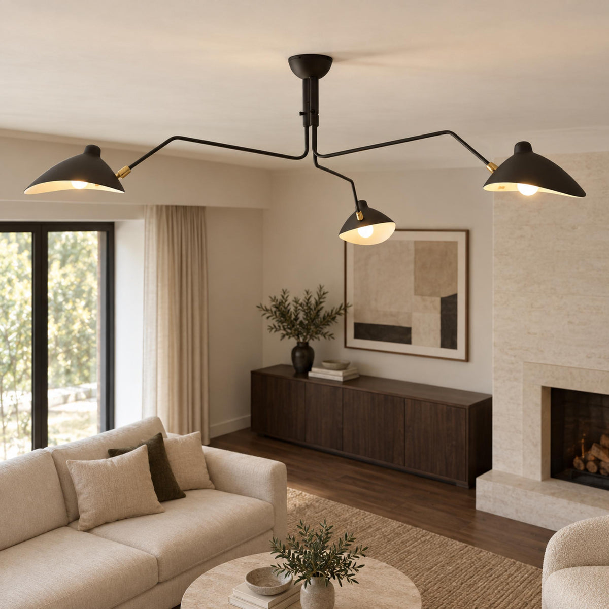 Adjustable Multi-Arm LED Flush Mount Ceiling Light Metal 3 or 6 Light