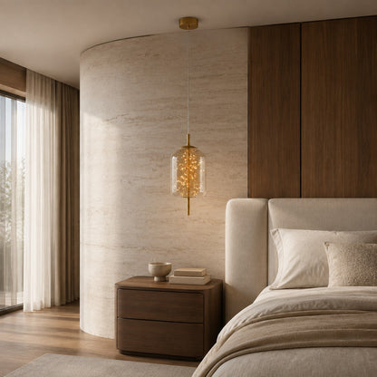 Modern Hanging Pendant Light Adjustable Smoky Glass