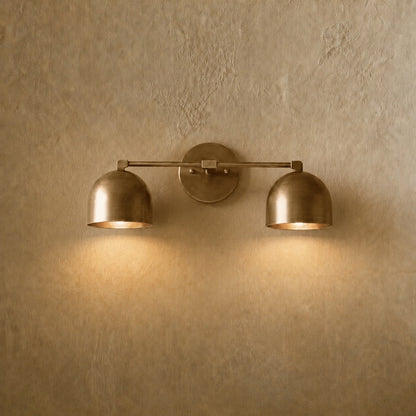 Solid Brass Double Dome Wall Sconce 46cm Vanity & Bedside Light