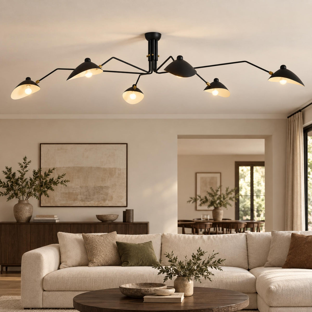 Adjustable Multi-Arm LED Flush Mount Ceiling Light Metal 3 or 6 Light