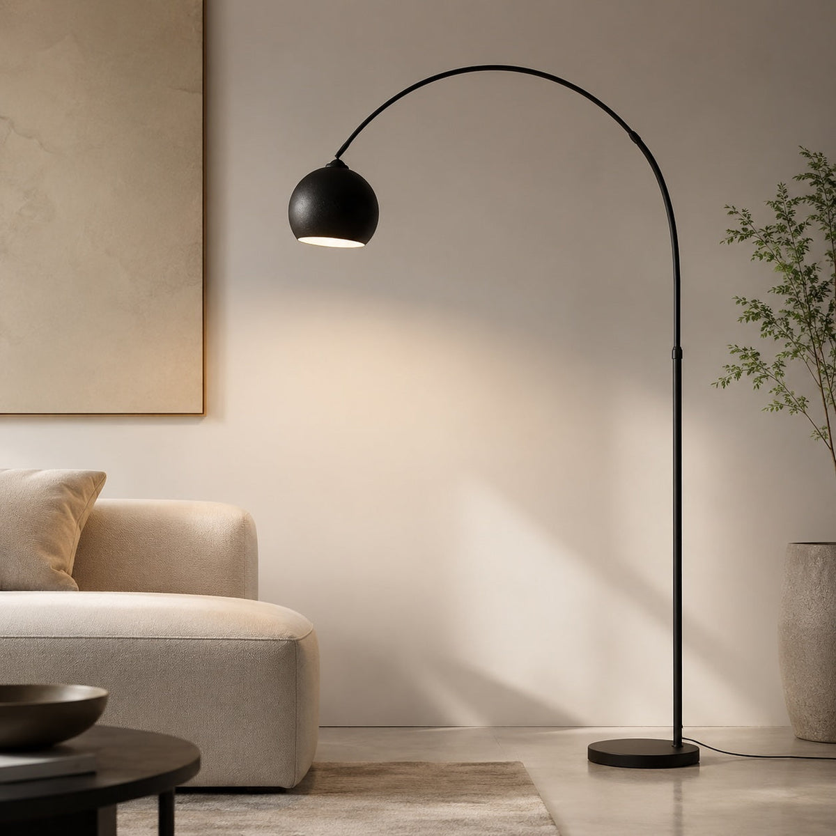 Angler Floor Lamp Matte Black Adjustable LED Metal