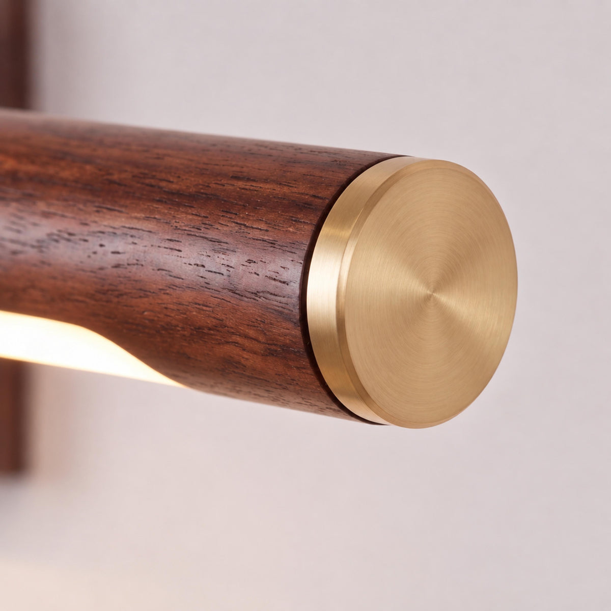 Walnut Linear Adjustable LED Wall Light Brass Arm 55cm & 70cm