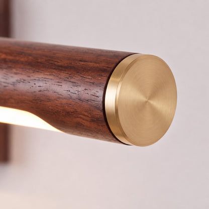 Walnut Linear Adjustable LED Wall Light Brass Arm 55cm & 70cm