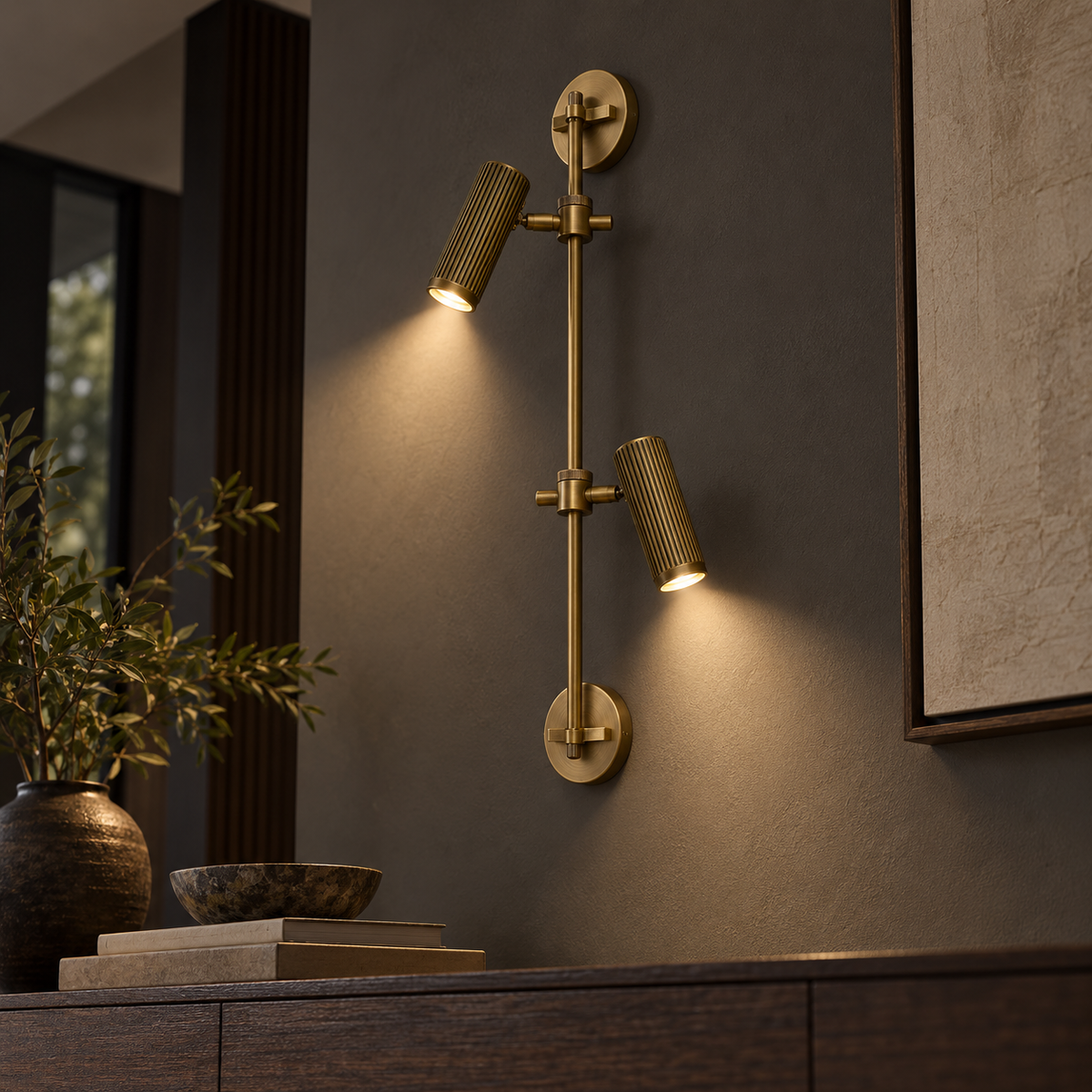 Bronze Rail Wall Light Adjustable Spotlight LED Sconce