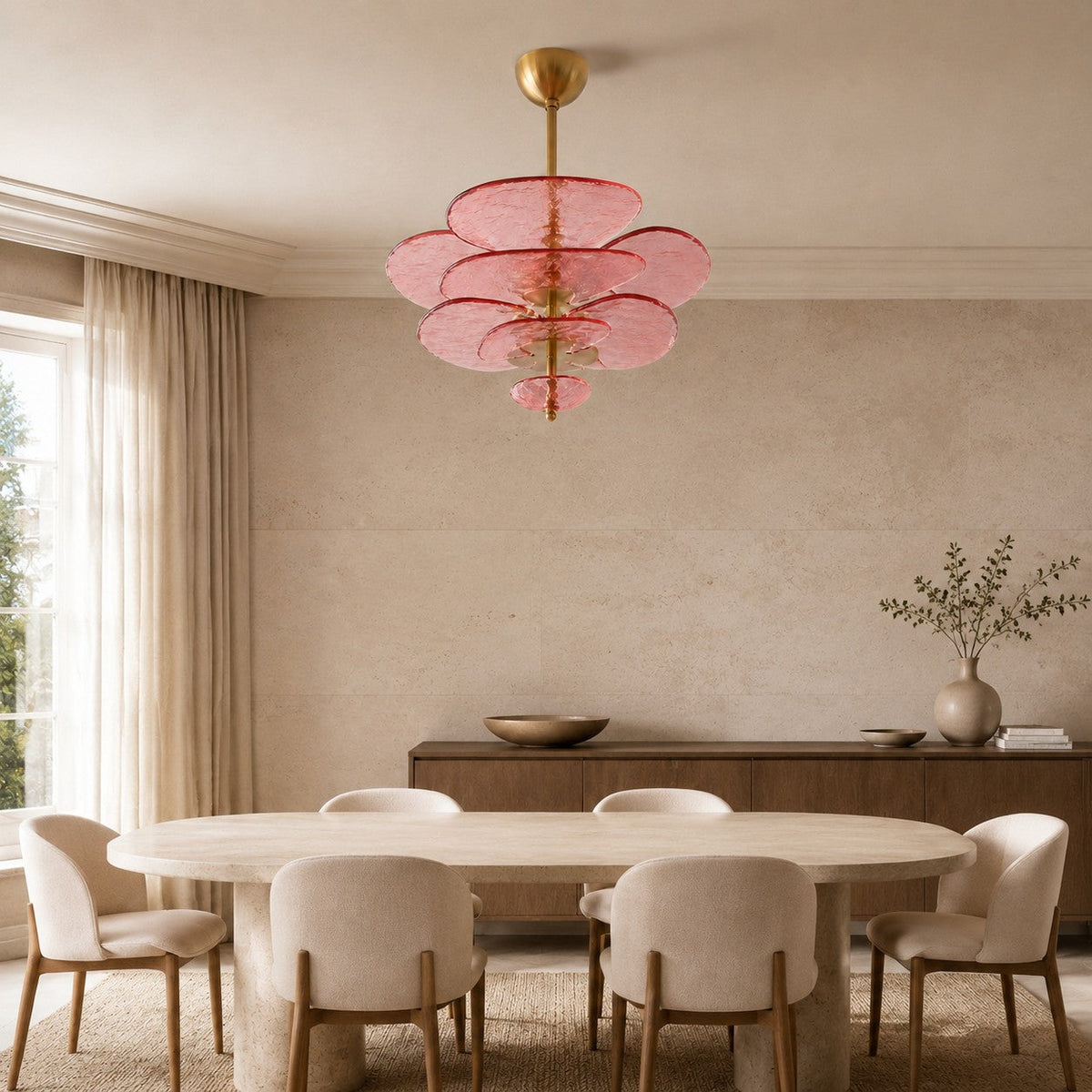 Layered Glass Leaf Chandelier Vintage Hanging LED