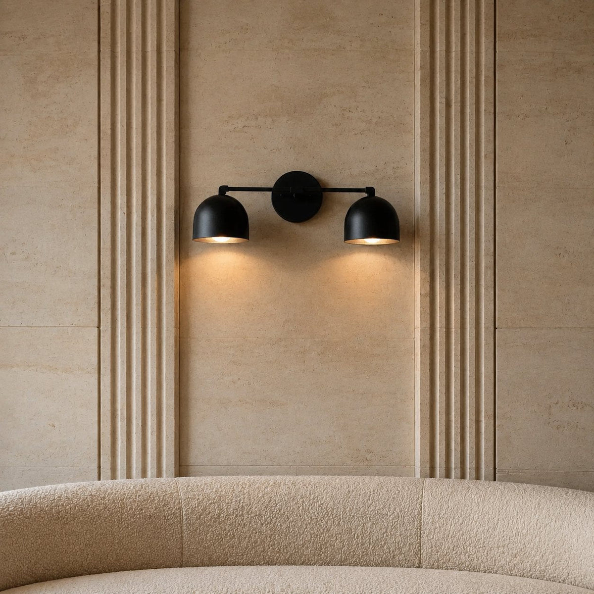 Solid Brass Double Dome Wall Sconce 46cm Vanity & Bedside Light