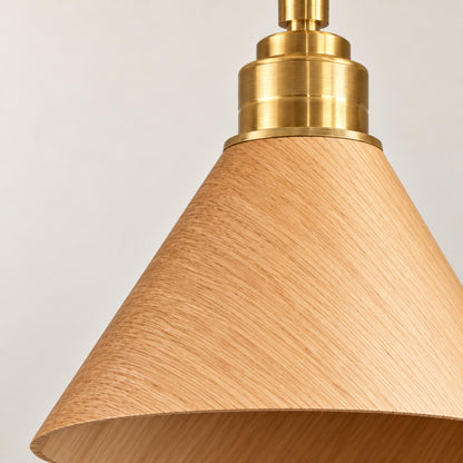 Walnut Wood Semi-Flush Ceiling Light Brushed Brass LED E27 Mid-Century