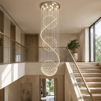 Spiral Three-Sphere K9 Crystal Chandelier LED