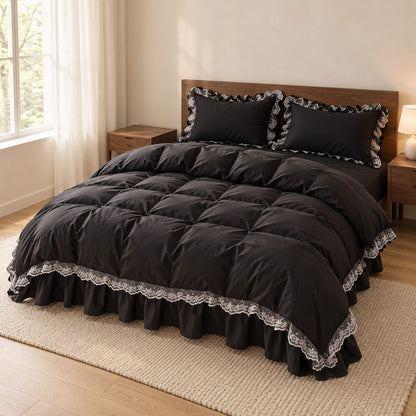 Ruffle Lace Bedding Set with Elastic Skirt Bed Sheet