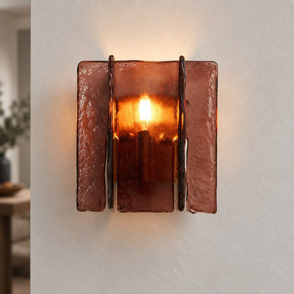 Overlapping Glass Wall Light Gold Metal LED Sconce