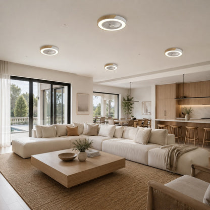 Bladeless Round or Square Flush Mount Ceiling Fan with Dimmable 36W LED Light