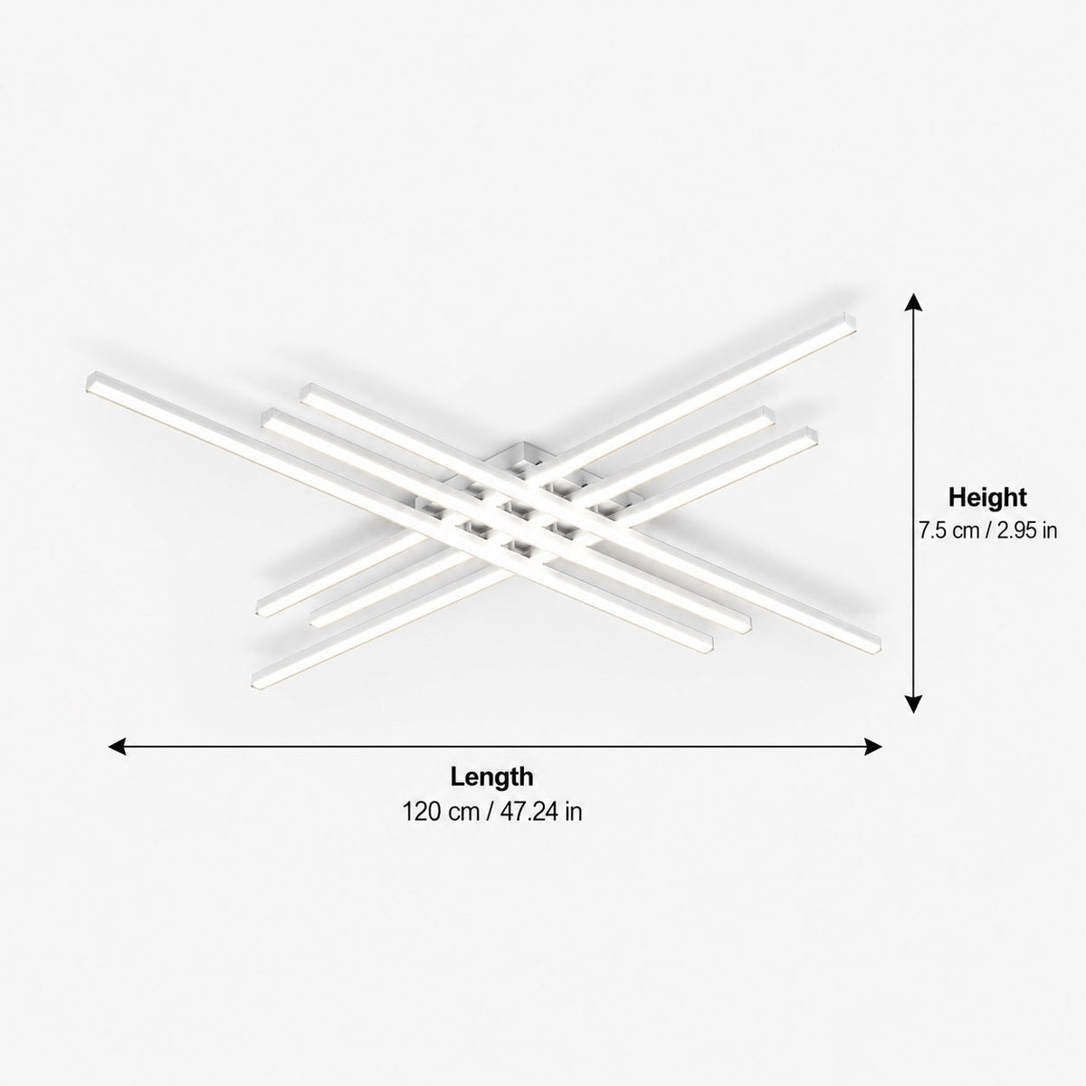 Long Strip LED Ceiling Light Iron Acrylic Adjustable Dimmable White or Black