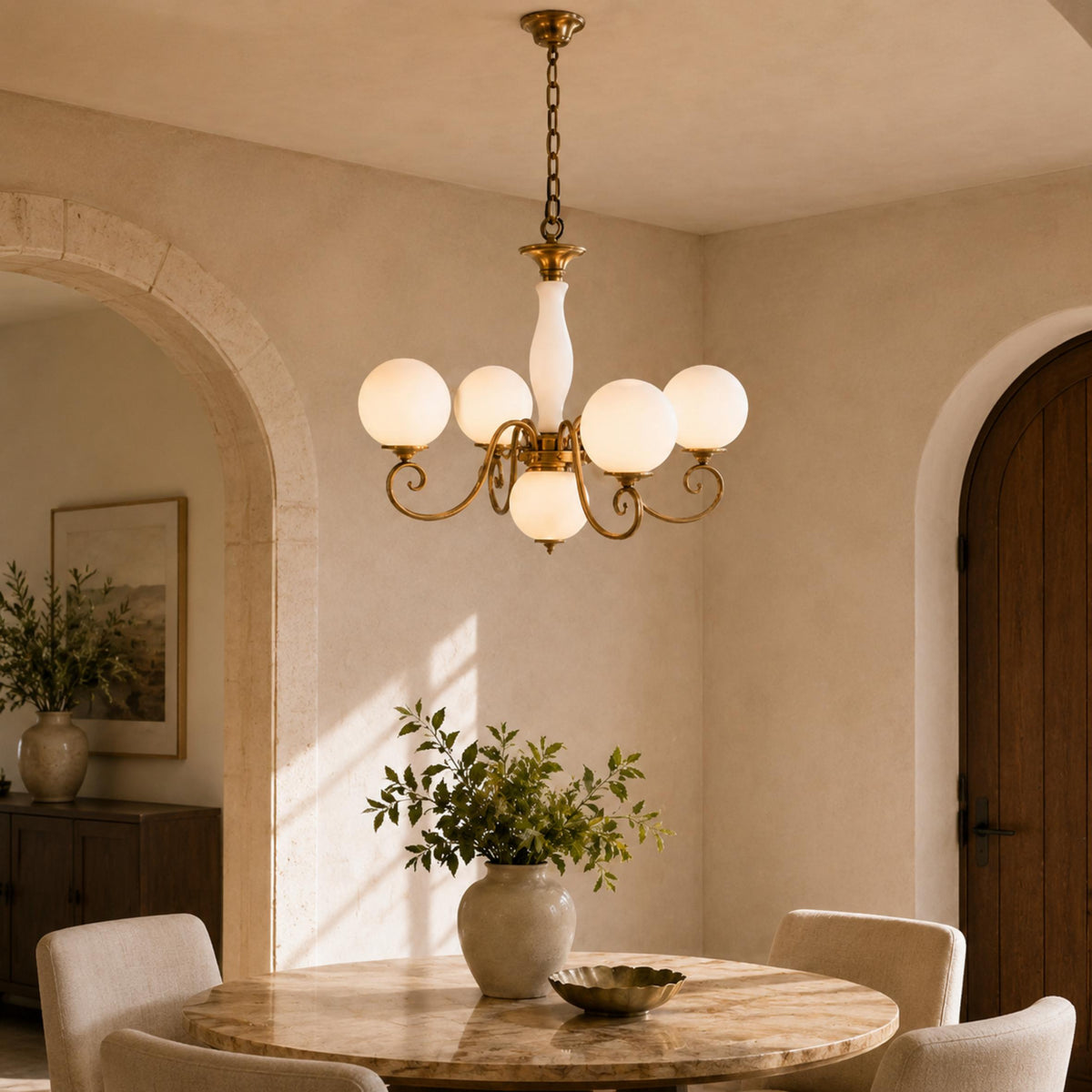 Glass Chandelier Hanging LED Light Fixture Adjustable