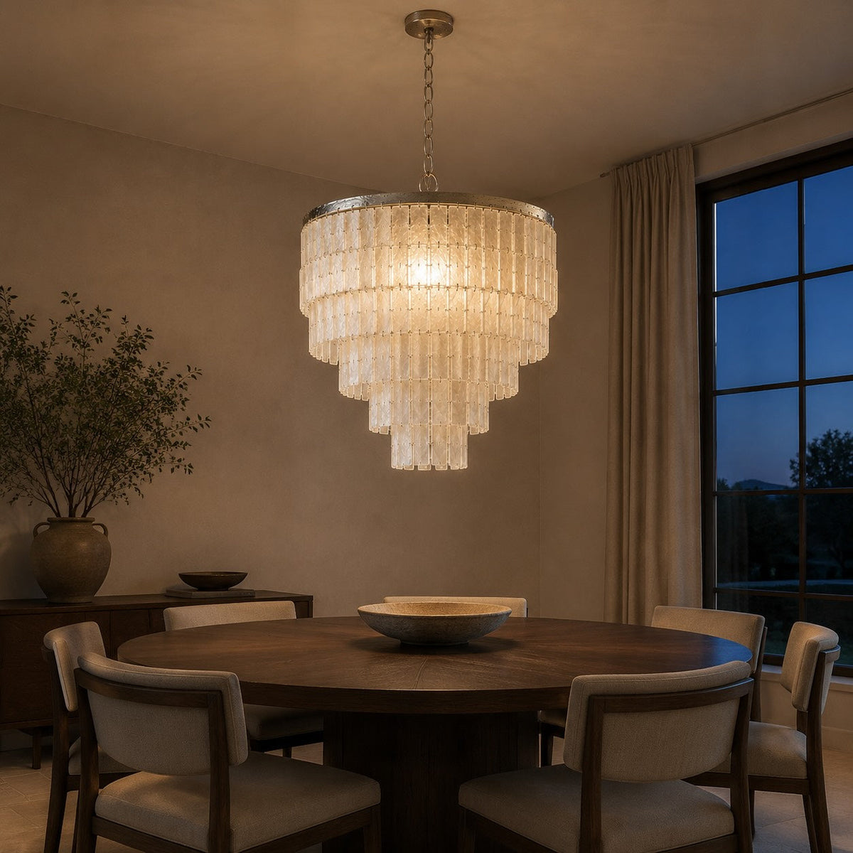 Coastal Shell Pendant Chandelier Tiered Metal Frame
