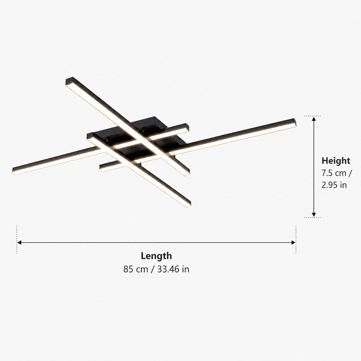 Long Strip LED Ceiling Light Iron Acrylic Adjustable Dimmable White or Black