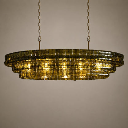 Oval Steel Chandelier Adjustable Hanging LED Light