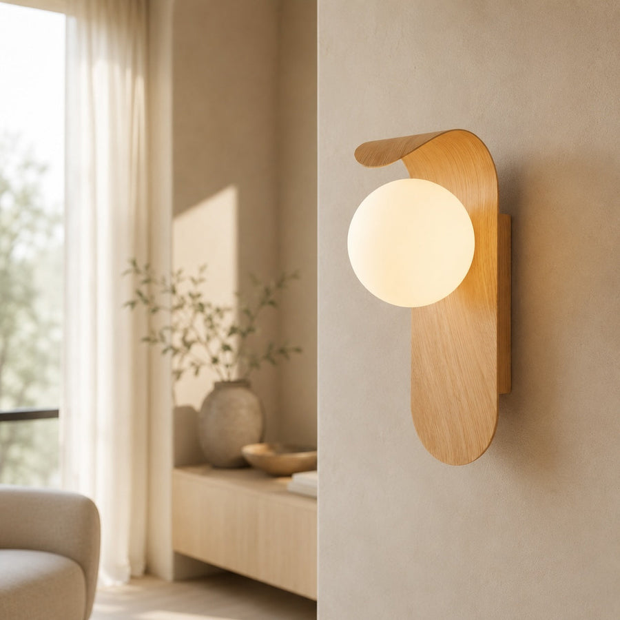Bentwood Opal Glass Wall Light Nordic LED Sconce