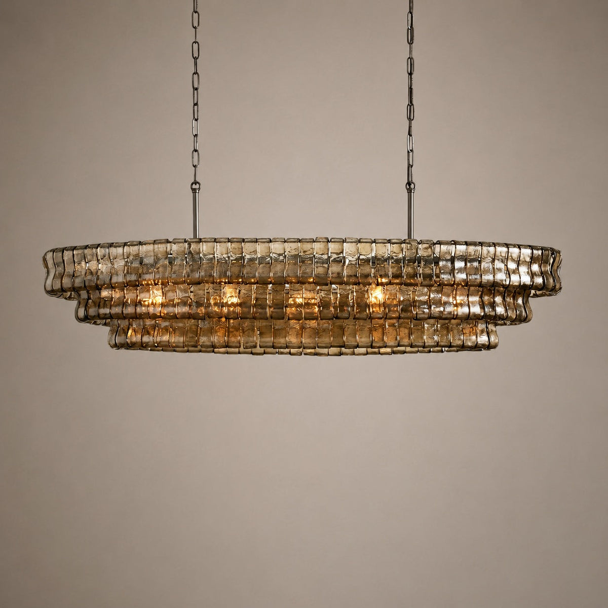 Oval Steel Chandelier Adjustable Hanging LED Light
